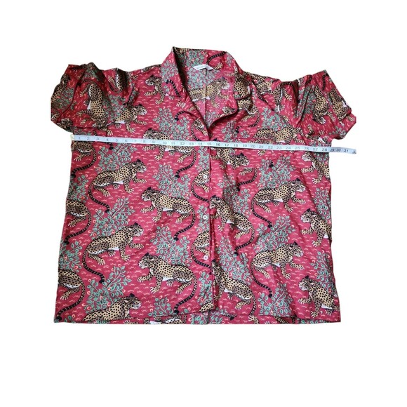 Printfresh Bagheera Pajama Top Womens 4X Red Leopard Novelty Animal Short Sleeve - Picture 4 of 5